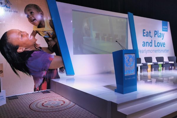 Stage forUNICEF conference in Botswana, designed and set up by Alkenes