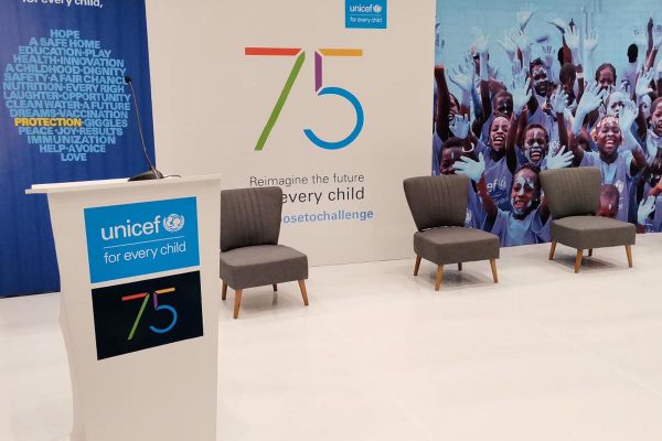 Stage forUNICEF conference in Botswana, designed and set up by Alkenes