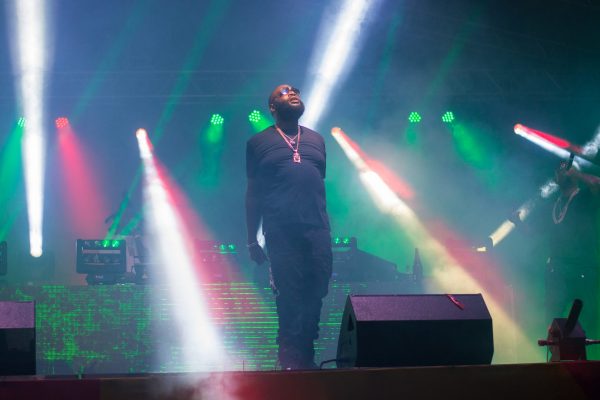 Rick Ross performing on stage at Fables music festival in 2016